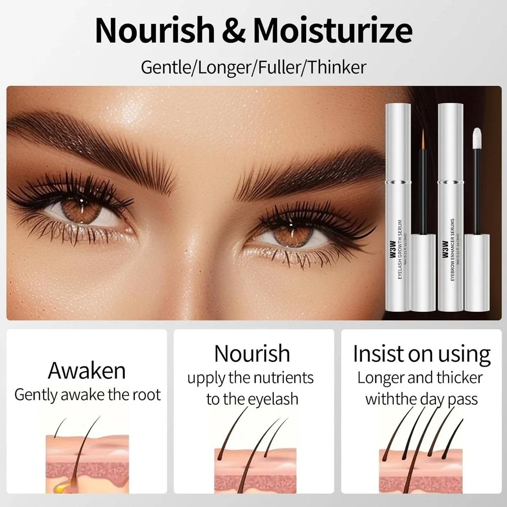 W3W Eyelash and Brow Serum‎ Set for Fuller Longer Thicker Brows Lashes